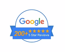 Google 5-star review badge with 200+ reviews
